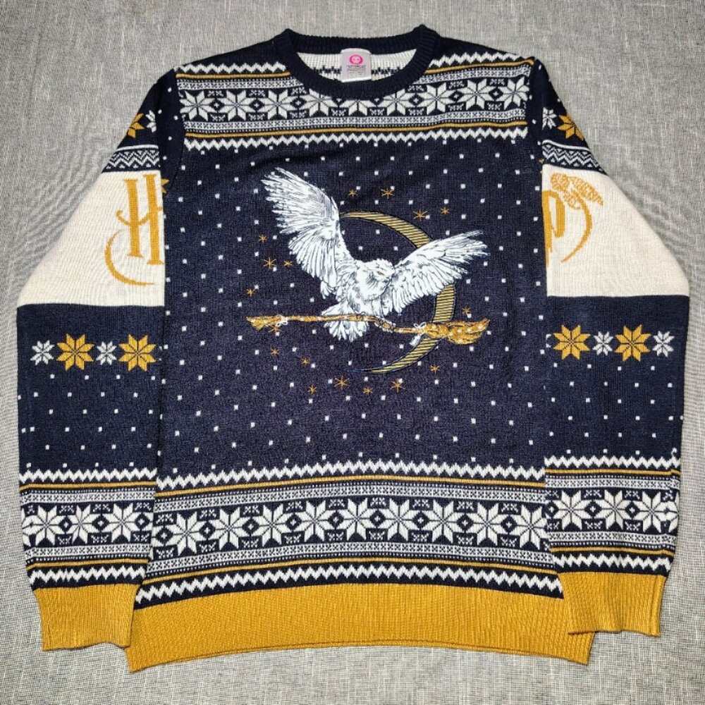 Harry Potter Wizarding World Sweater Size XS Hedwig Owl Ugly Knit Woven Numskull